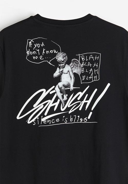 H&M - Regular fit printed t-shirt - black shush!