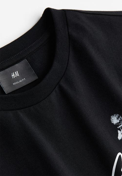 H&M - Regular fit printed t-shirt - black shush!
