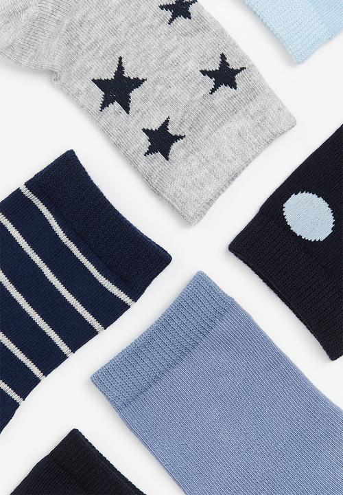 H&M - 7-Pack patterned socks - grey marl & stars 