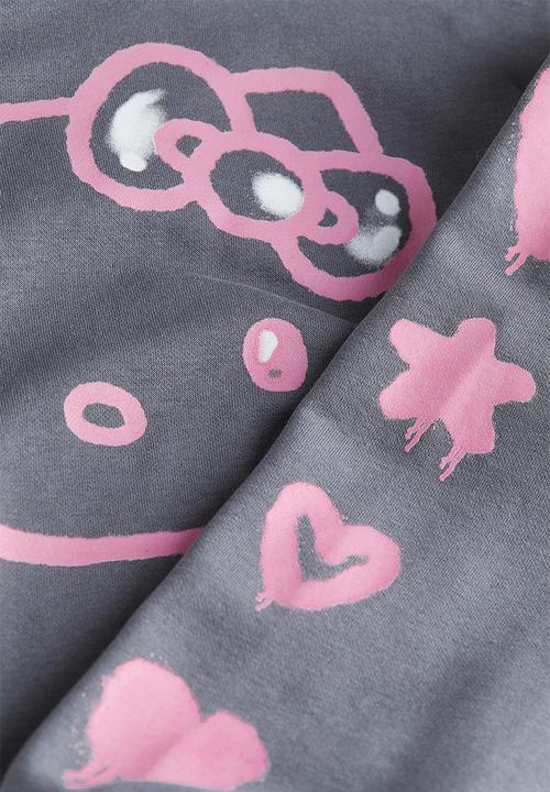 H&M - Oversized printed hoodie - grey & hello kitty