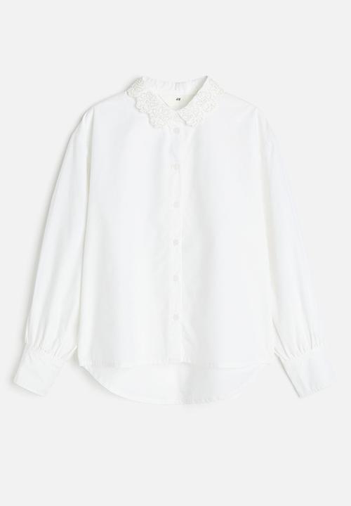 H&M - Beaded cotton shirt - white