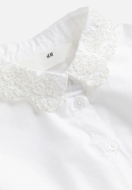 H&M - Beaded cotton shirt - white