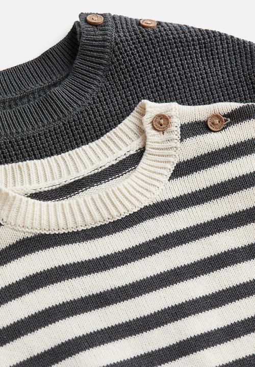 H&M - 2-Pack cotton jumpers - dark grey & striped