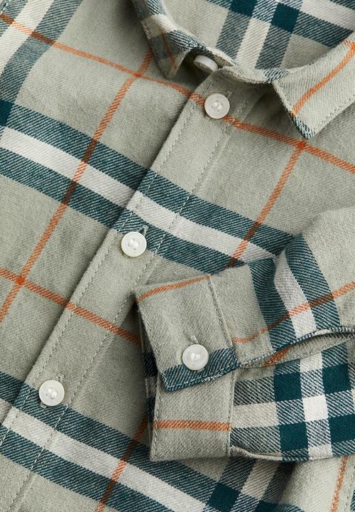 H&M - Cotton shirt - khaki green & checked