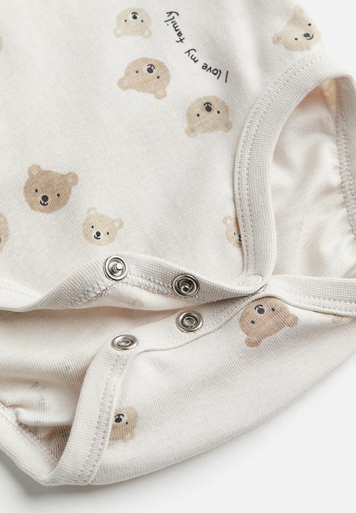 H&M - 2-Pack long-sleeved bodysuits - beige & bears