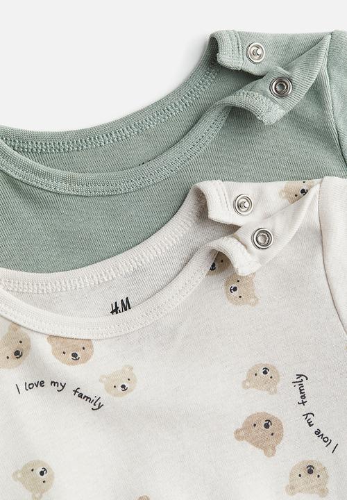 H&M - 2-Pack long-sleeved bodysuits - beige & bears