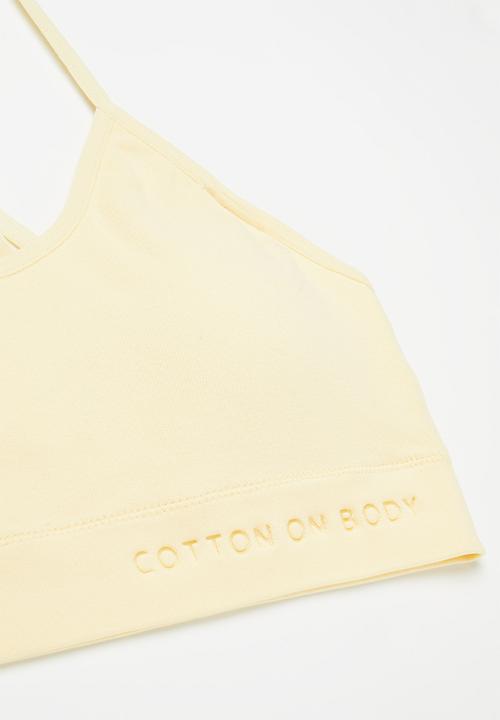 Cotton On - Seamless Longline Cross Over Padded Bralette - Panna Cotta