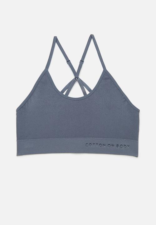 Cotton On - Seamless Longline Cross Over Padded Bralette 2Pk - Infinity Blue/Lilac Breeze
