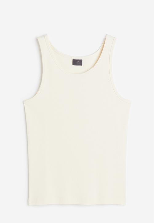 H&M - Slim fit ribbed vest top - cream