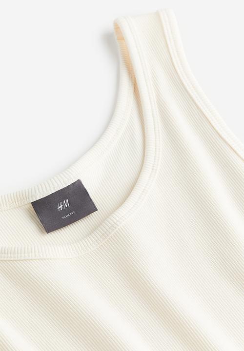 H&M - Slim fit ribbed vest top - cream