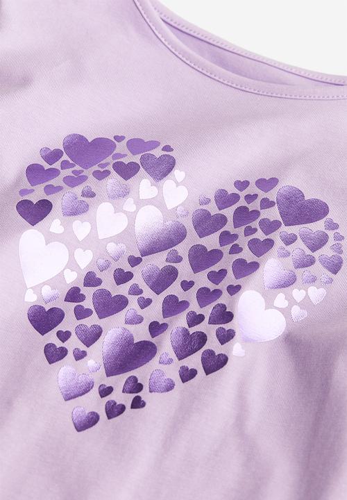 H&M - Printed jersey top - lilac & heart