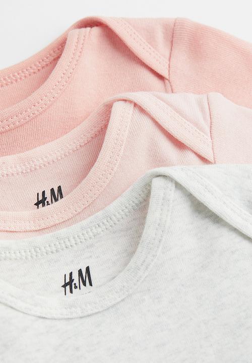 H&M - 5p ack cotton bodysuits - light pink & light grey marl 