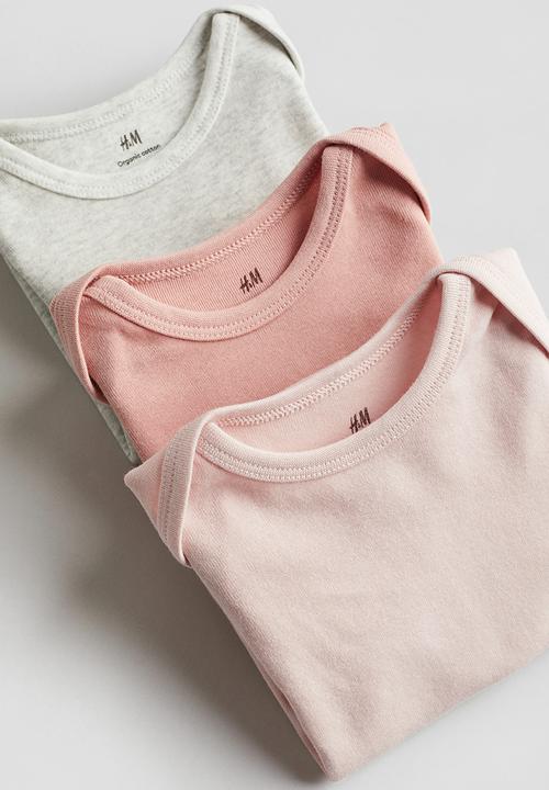 H&M - 5p ack cotton bodysuits - light pink & light grey marl 