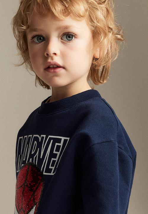 H&M - Reversible sequin-motif sweatshirt - dark blue spider-man