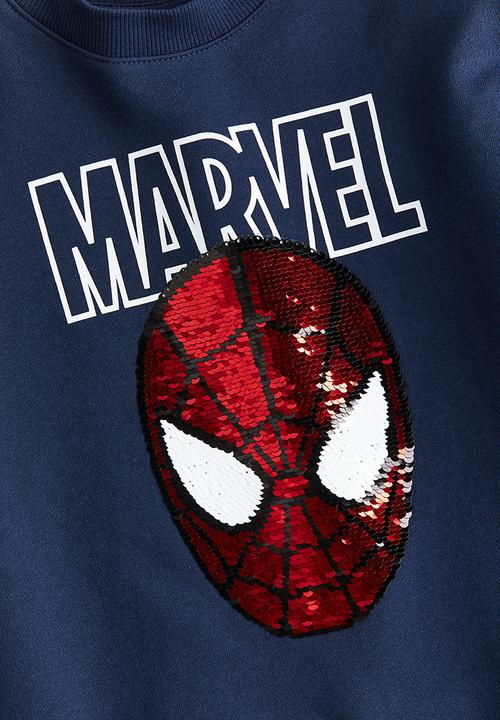 H&M - Reversible sequin-motif sweatshirt - dark blue spider-man