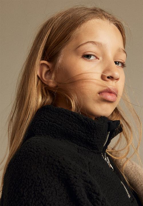 H&M - Pile zip-top sweatshirt - black
