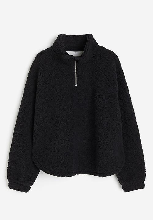 H&M - Pile zip-top sweatshirt - black