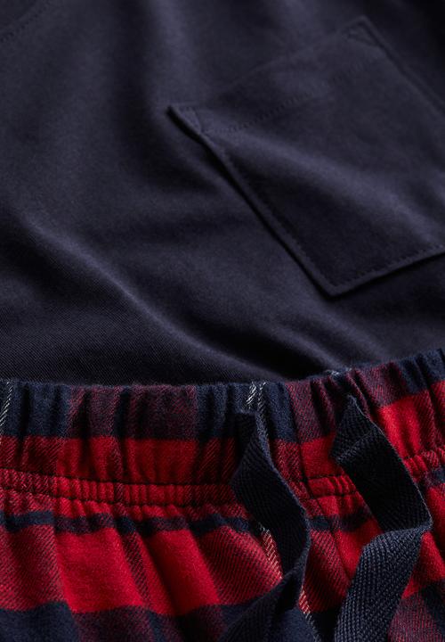H&M - Cotton pyjamas - dark blue & red checked