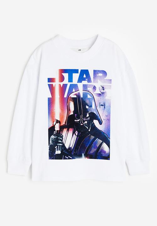 H&M - Printed long-sleeved t-shirt - white/star wars