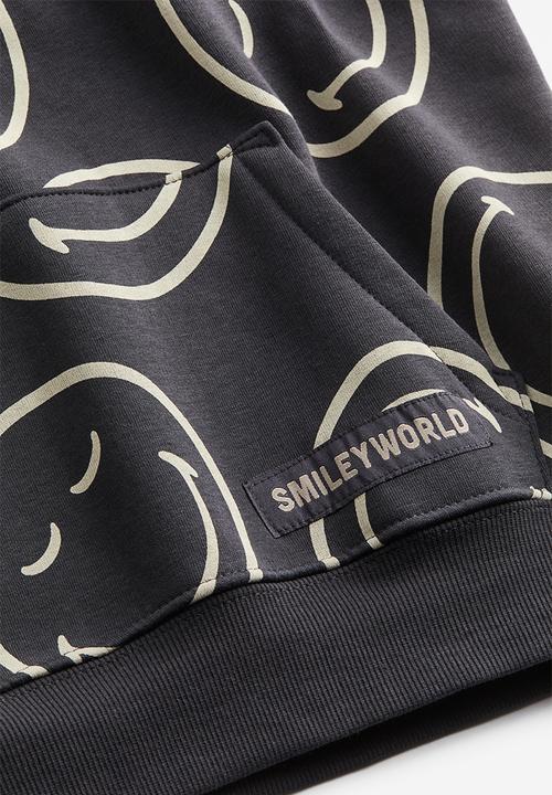 H&M - Oversized printed hoodie - dark grey/smileyworld®