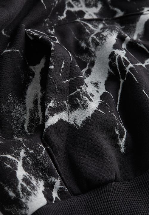 H&M - Patterned hoodie - black/marble-patterned