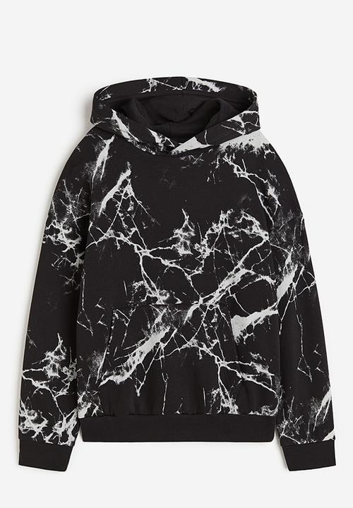 H&M - Patterned hoodie - black/marble-patterned