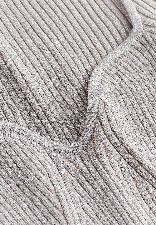 H&M - Rib-knit jumper - light grey & silver-coloured