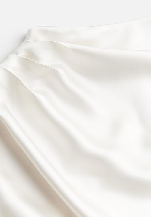 H&M - Draped satin blouse - white