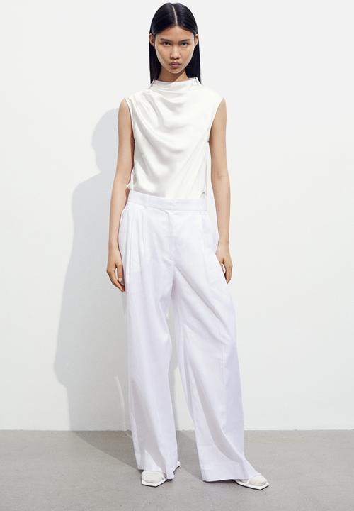 H&M - Draped satin blouse - white