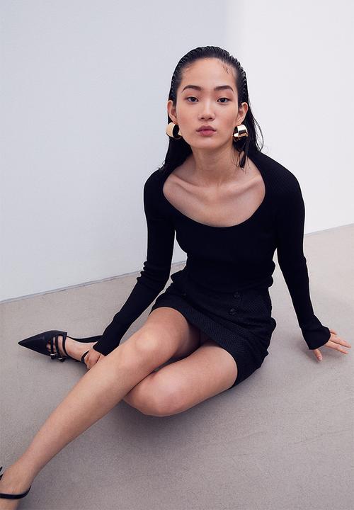 H&M - Rib-knit top - black