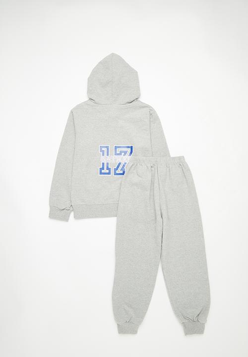 Pop Candy - Printed hooded tracksuit set-grey