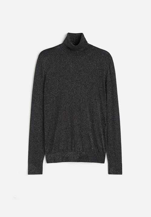 H&M - Slim fit glittery polo-neck jumper - black
