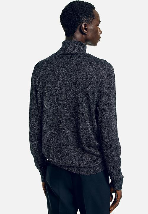 H&M - Slim fit glittery polo-neck jumper - black