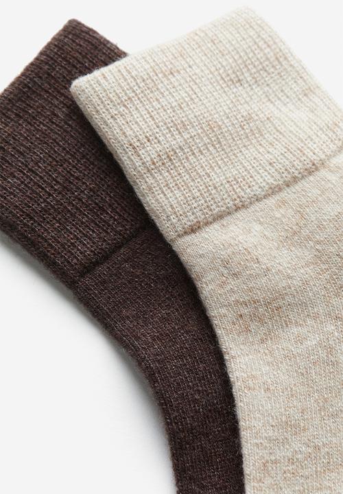 H&M - 2-Pack socks - beige marl & dark brown