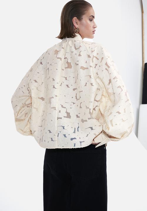 H&M - Textured-weave blouse - light beige