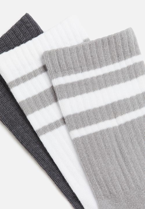 H&M - 3 pack socks - light grey striped