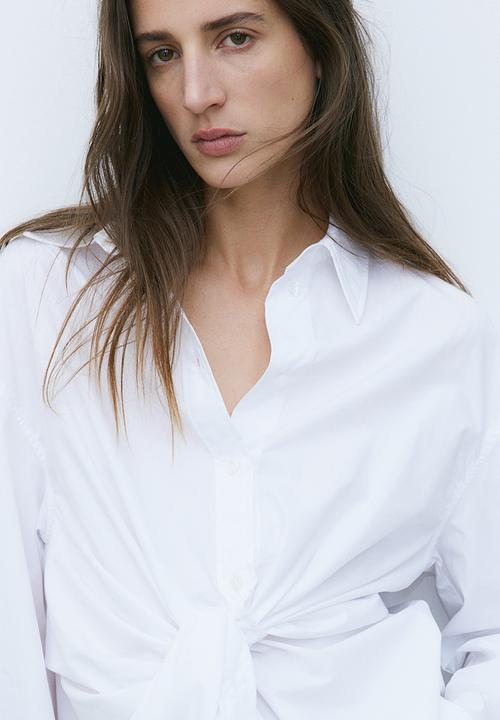 H&M - Knot-detail shirt - white