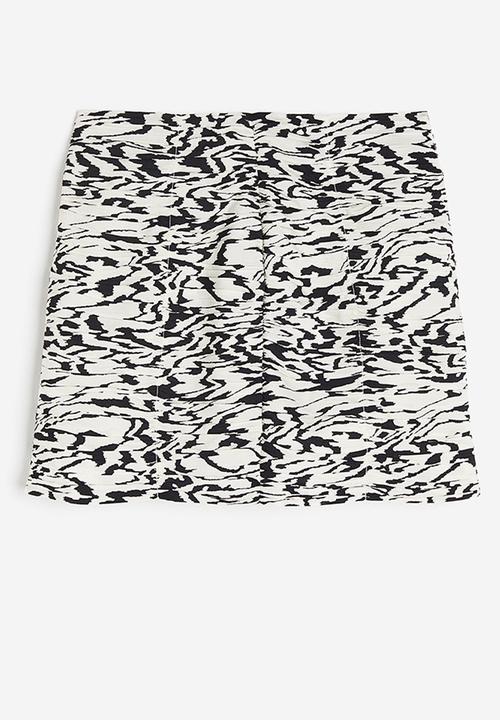 H&M - Draped mini skirt - cream/patterned 