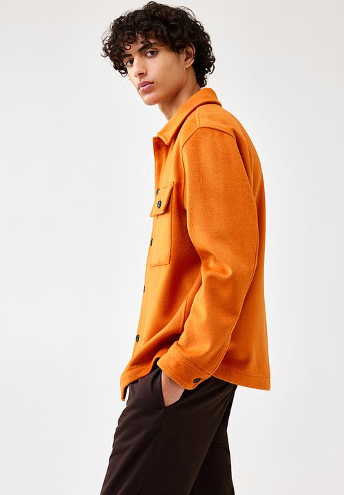H&M - Regular fit wool-blend overshirt - bright orange