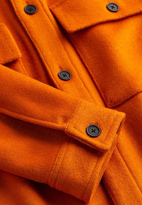 H&M - Regular fit wool-blend overshirt - bright orange
