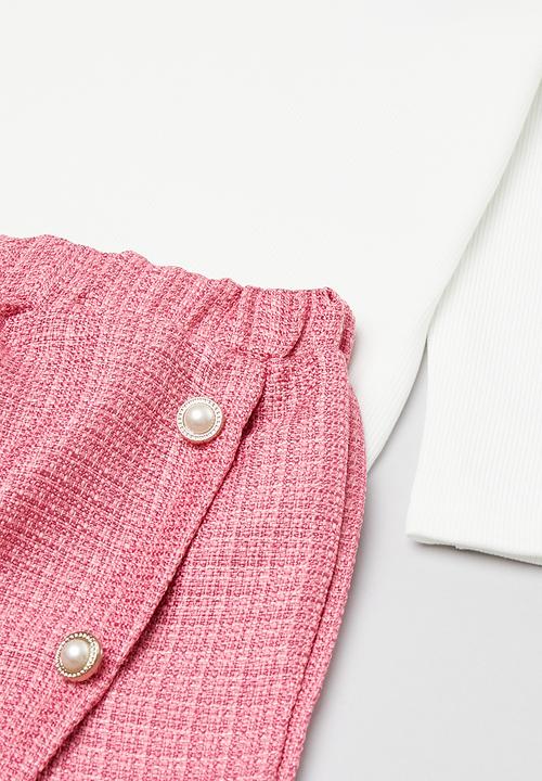 Pop Candy - Frilled top & skirt set - pink & white