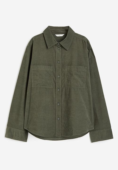 H&M - Corduroy shirt - dark khaki green