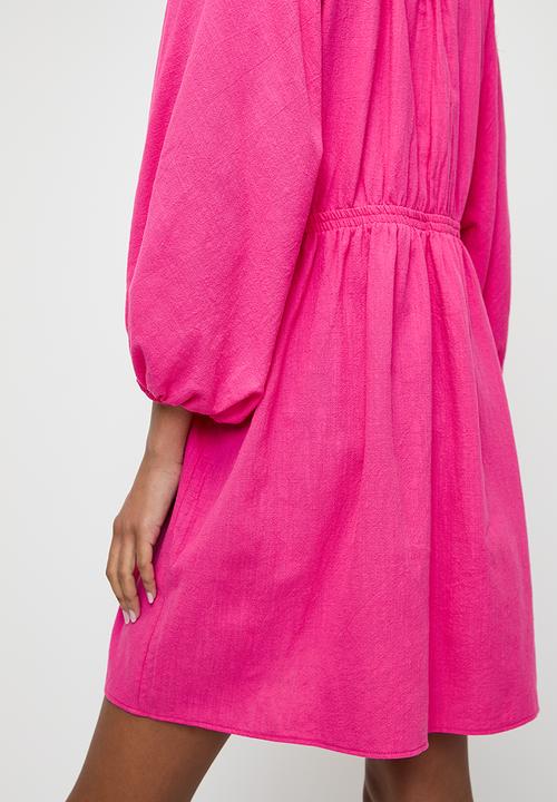 Superbalist - V-neck babydoll mini dress - pink