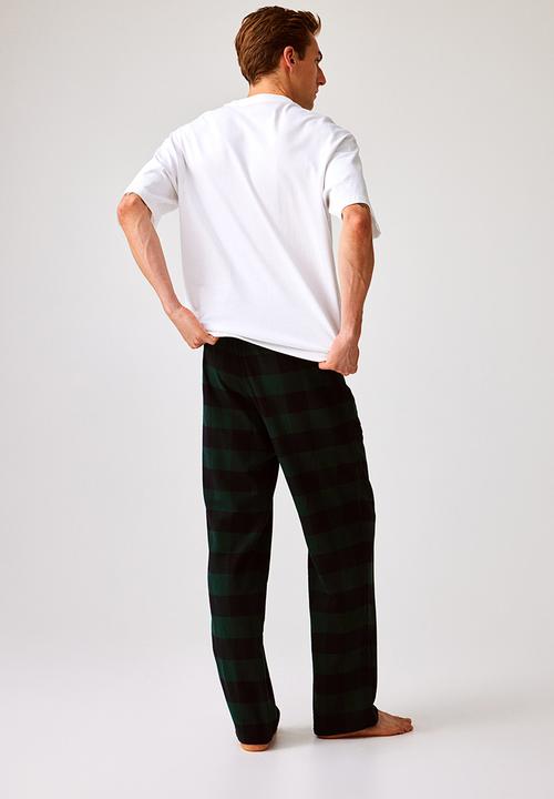 H&M - Relaxed fit pyjama bottoms - dark green/checked
