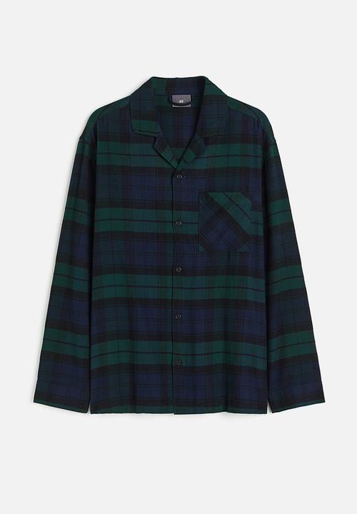 H&M - Regular fit flannel pyjamas - dark green/checked