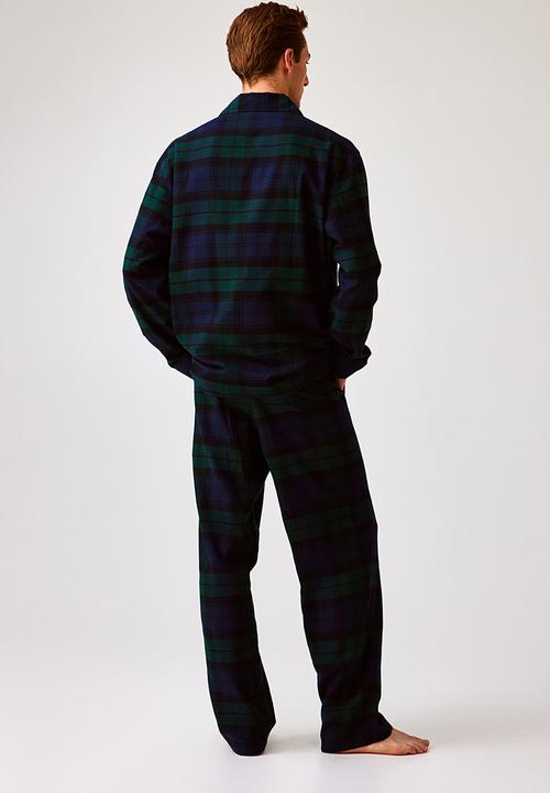 H&M - Regular fit flannel pyjamas - dark green/checked