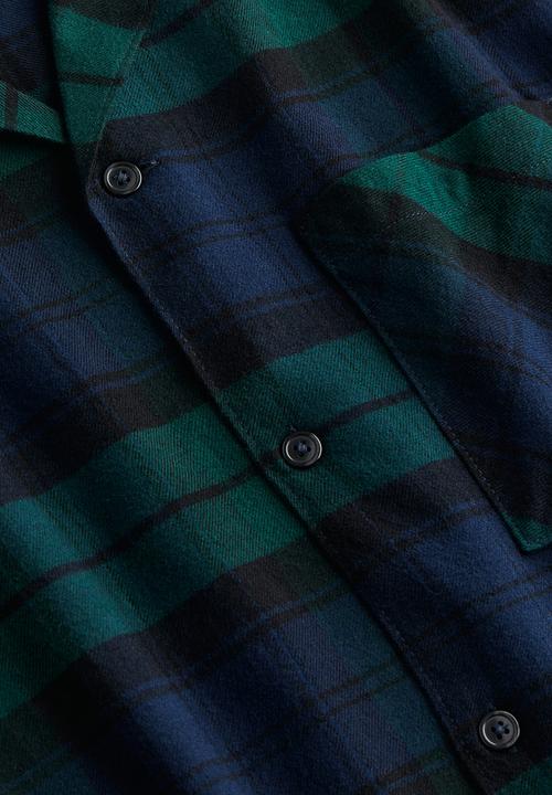 H&M - Regular fit flannel pyjamas - dark green/checked