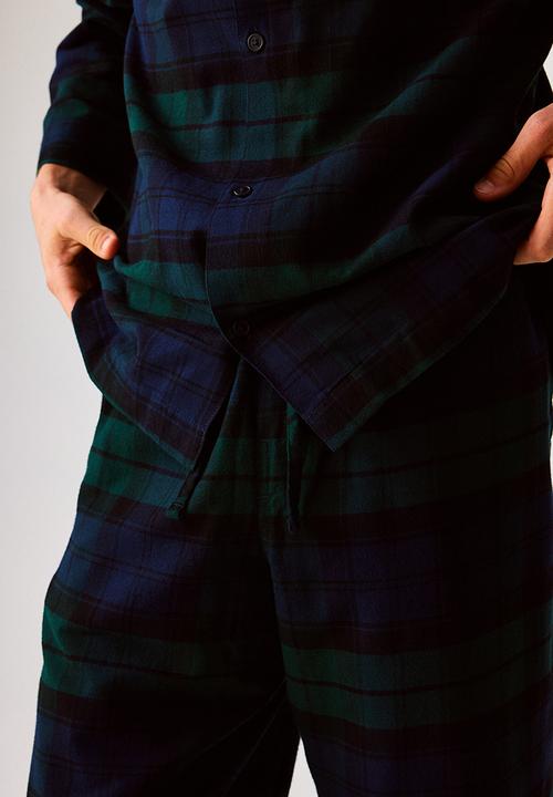 H&M - Regular fit flannel pyjamas - dark green/checked