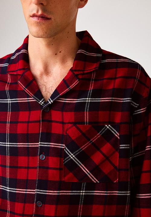 H&M - Regular fit flannel pyjamas - red/checked