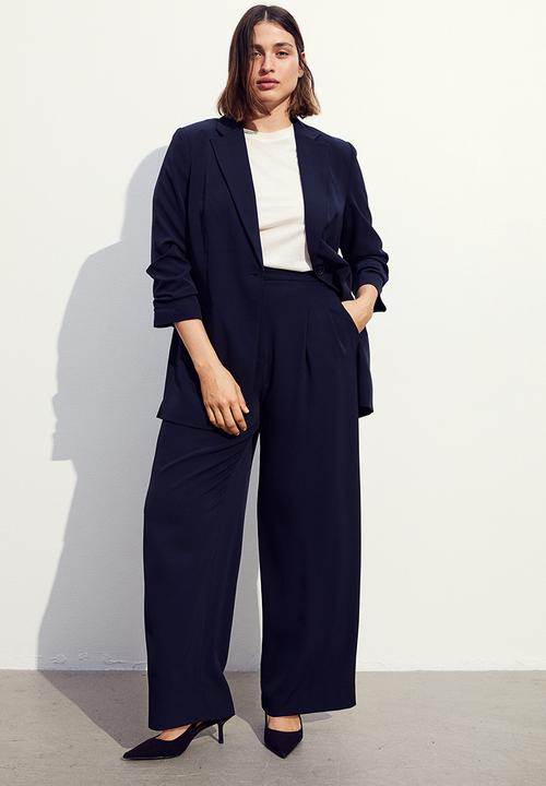 H&M - Gathered-sleeve jacket - navy blue